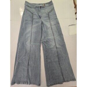 Everyday Chic Women's Light Wash Wide Leg Jeans Size L High Rise Denim Pants